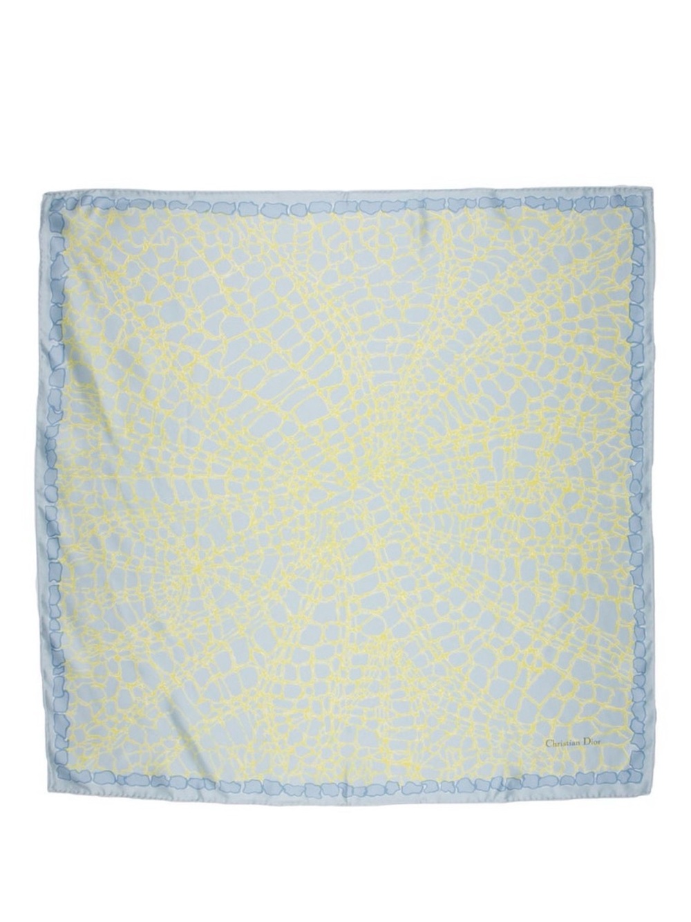 Dior Light Blue & Pale Yellow Patterned Square Silk Scarf
